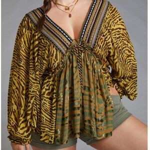 Conditions Apply EMBROIDERED V-Neck Blouse NWT/XL